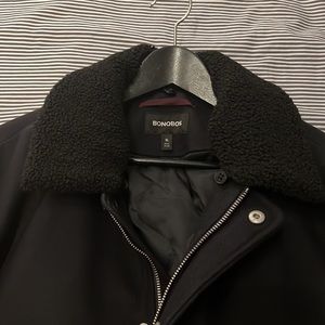 Bonobos  Dark Navy Wool Bomber with removable collar